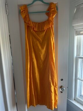 & Other Stories Yellow Ruffle Midi Dress